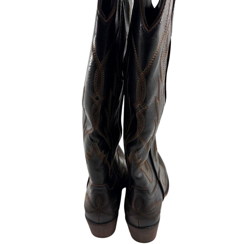 Red Top Women's Dark Brown Embroidered Classic Cowgirl The Rosemary Boots 10 - Picture 5 of 12